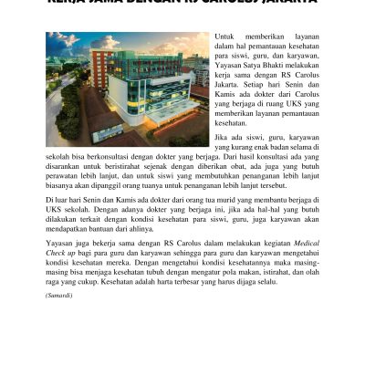 Kerja Sama dengan RS St. Carolus Jakarta